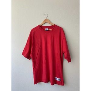 Red Vintage 90s Russell Athletic Made in USA Blank T-shirt Short-sleeve Mens XL